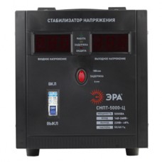 Стабилизатор напряжения ЭРА СНПТ-5000-Ц (5000VA), диапазон работы 140-260V, клеммы, LED-дисплей, напольный