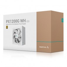 Power Unit DEEPCOOL PX1200G WH WHITE 1200W 80 PLUS GOLD certified 100-240V, ATX12V 2.3 & SSI EPS 12V (Power Connector 24 (20+4)Pin x1 CPU(4+4)Pin X2 PCI-E (6+2)Pin X3 SATA x4 X2 12VHPWR (16Pin) X1 4Pin Peripheral x4) 