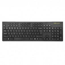 Delux KA180U multimedia wired slim keyboard black USB RUS+KG